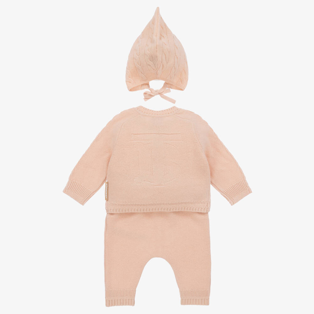 Burberry-Girls Pale Pink Pure Cashmere Ensemble | Childrensalon Outlet