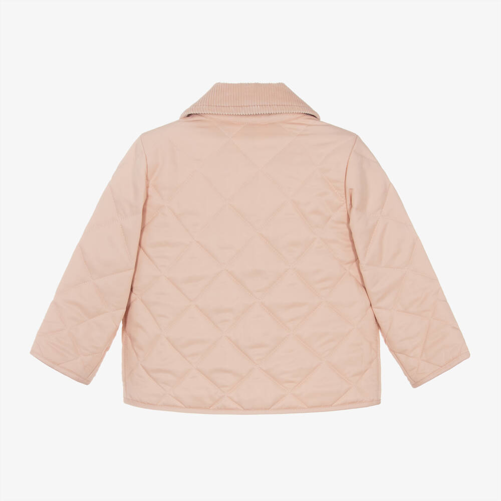 Burberry-Girls Pale Pink Quilted Jacket | Childrensalon Outlet