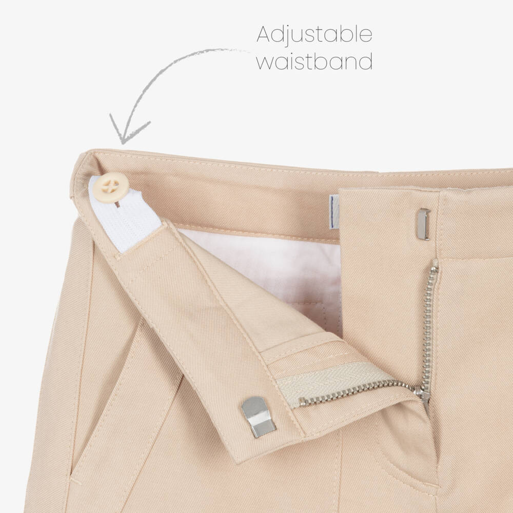 Burberry-Бежевые широкие брюки из хлопка для девочек | Childrensalon Outlet