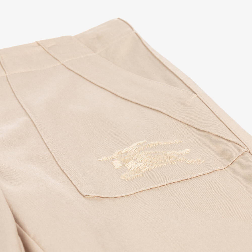 Burberry-Бежевые широкие брюки из хлопка для девочек | Childrensalon Outlet
