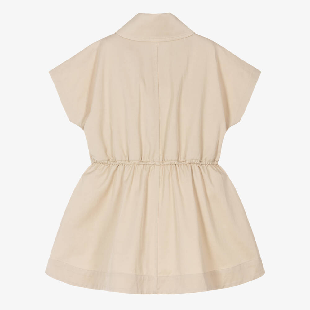 Burberry-Girls Pale Stone Twill Dress | Childrensalon Outlet
