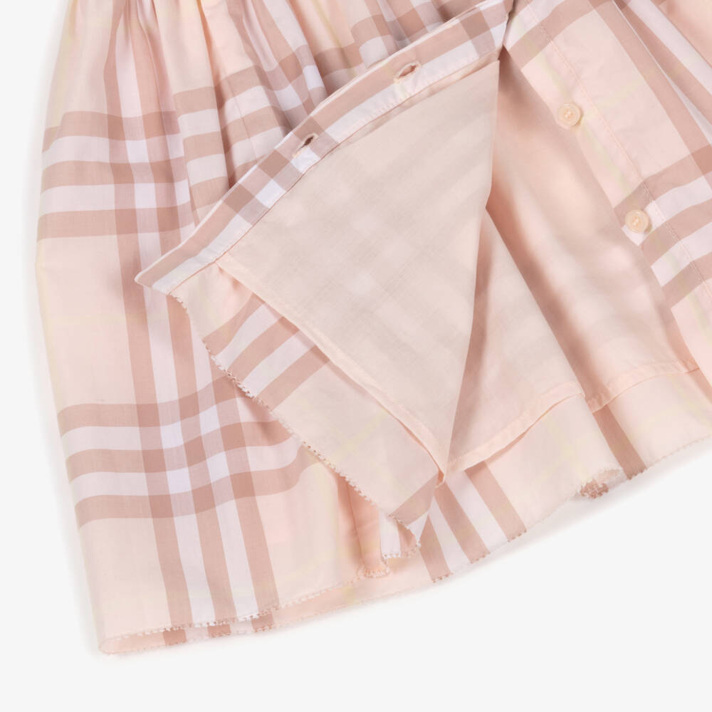Burberry-Girls Pink Check Short Sleeved Dress | Childrensalon Outlet