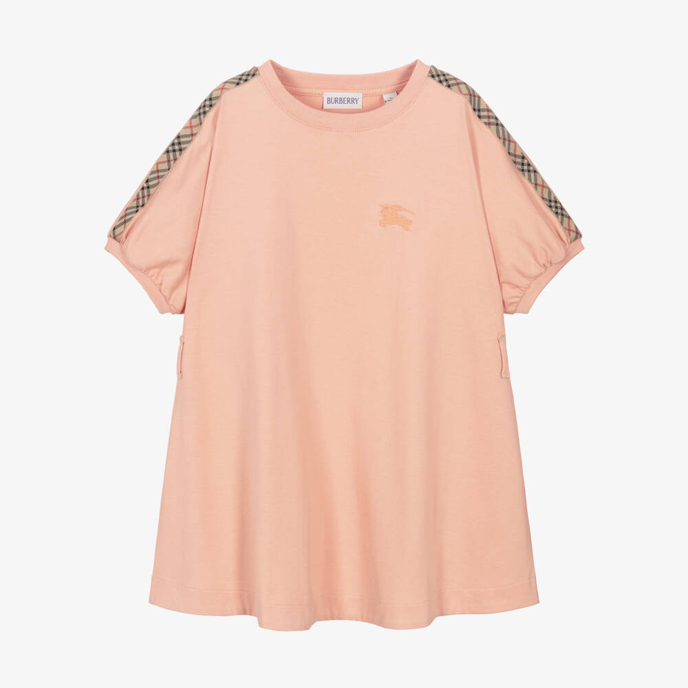 Burberry-Girls Pink Check Stripe Dress | Childrensalon Outlet