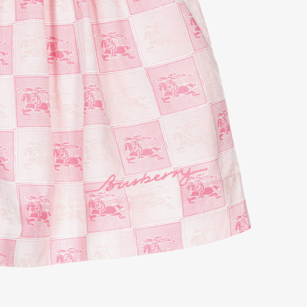 Burberry-Girls Pink Cotton Checkerboard Shorts | Childrensalon Outlet
