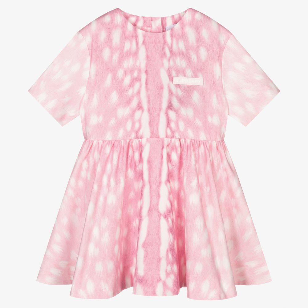 Burberry - Розовое хлопковое платье с оленем для девочек | Childrensalon