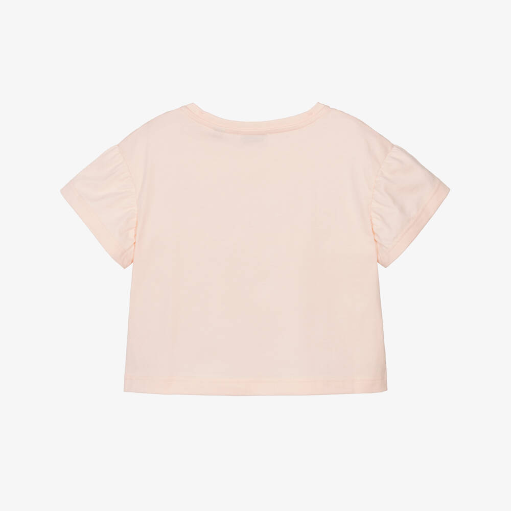 Burberry-Girls Pink Cotton T-Shirt with King's Guard Logo | Childrensalon Outlet