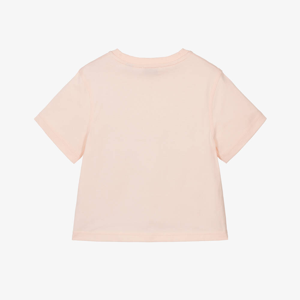 Burberry-Girls Pink Cotton T-Shirt with Umbrella Print | Childrensalon Outlet