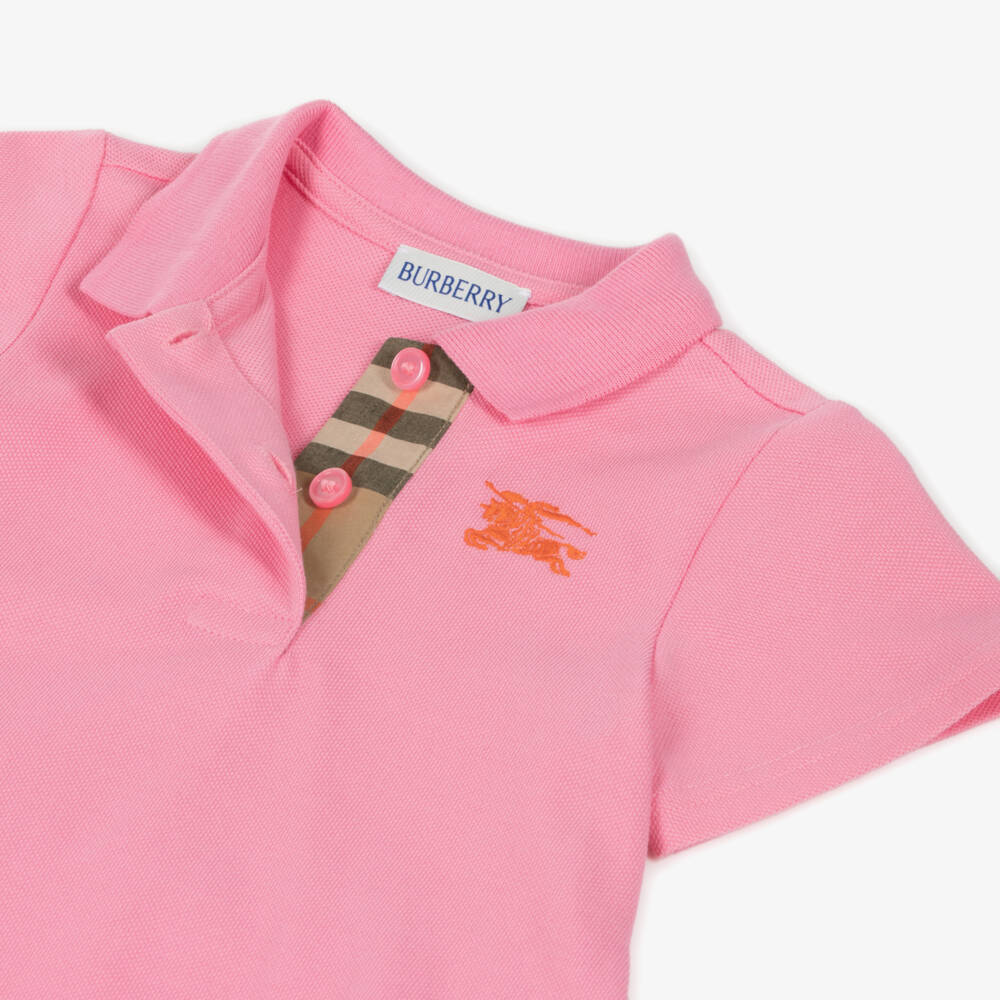 Burberry-Girls Pink Polo Dress with Belt | Childrensalon Outlet