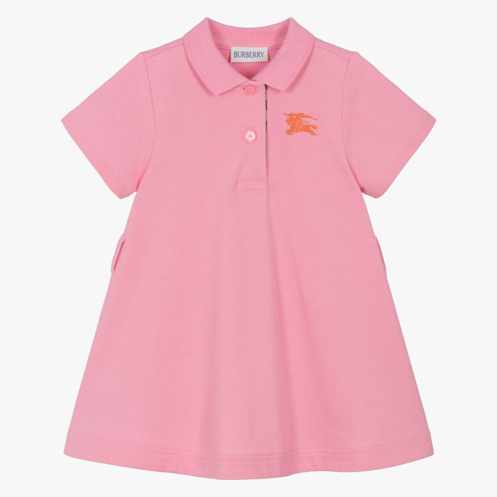 Burberry-Girls Pink Polo Dress with Belt | Childrensalon Outlet