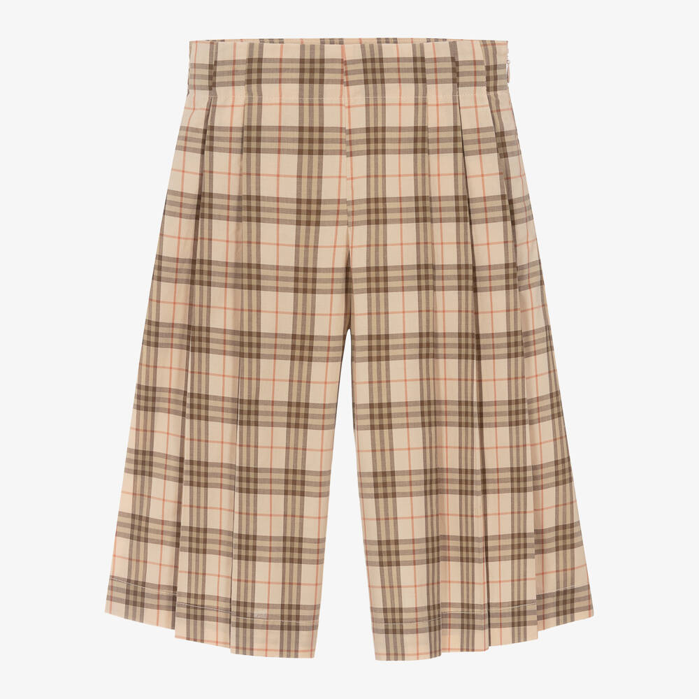 Burberry-Girls Plush Check Cotton Trousers | Childrensalon Outlet