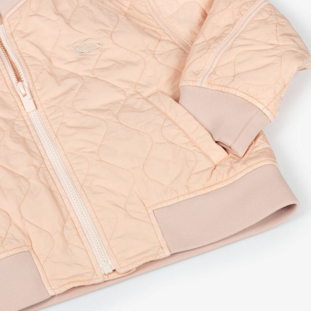 Burberry-Girls Quilted Blush Bomber Coat | Childrensalon Outlet