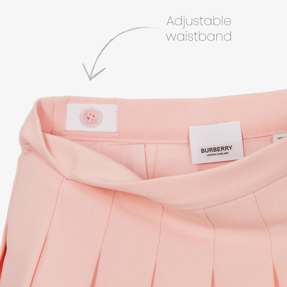 Burberry-Girls Rosy Twill Accordion Skirt | Childrensalon Outlet