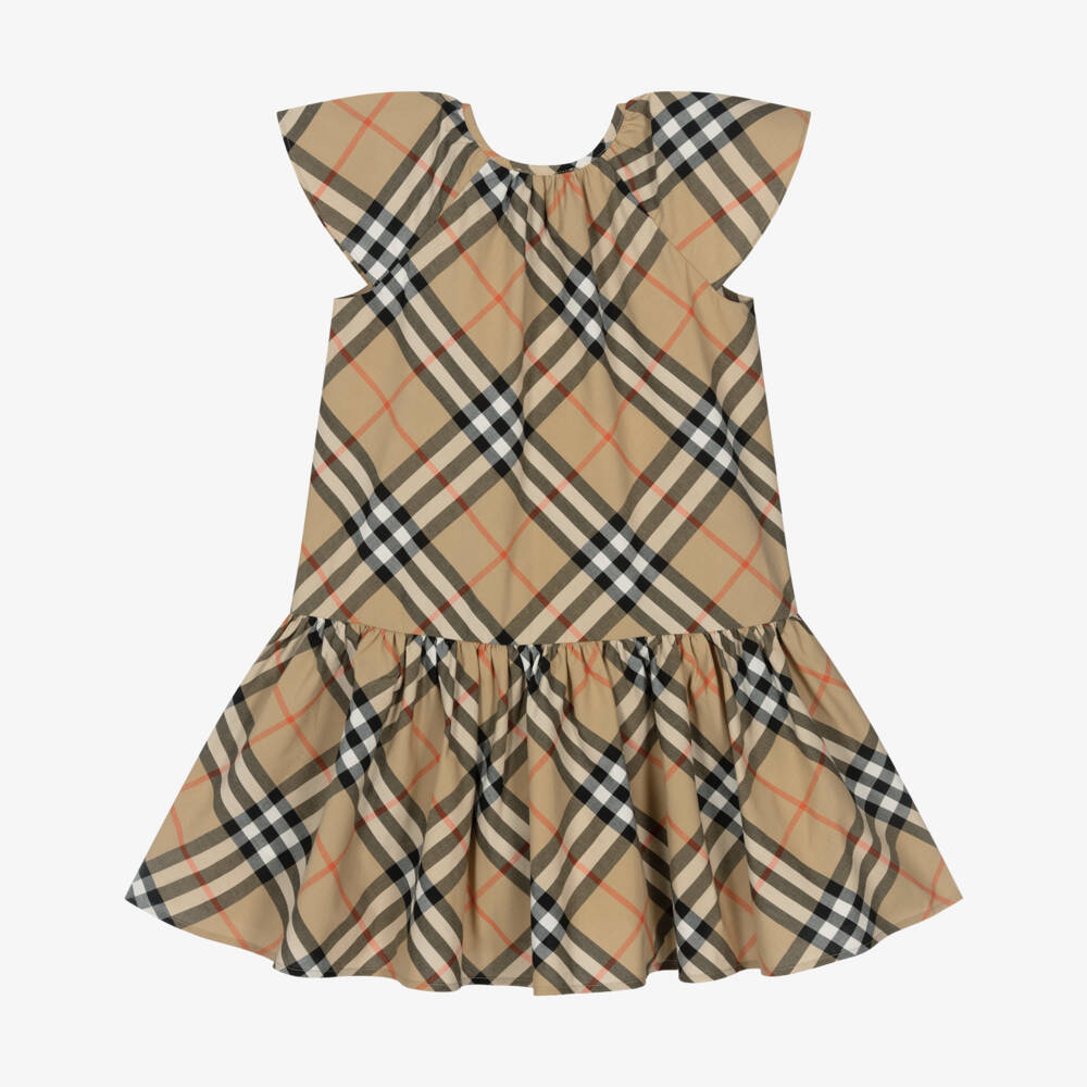 Burberry-Girls Sand Check Cotton Frock | Childrensalon Outlet