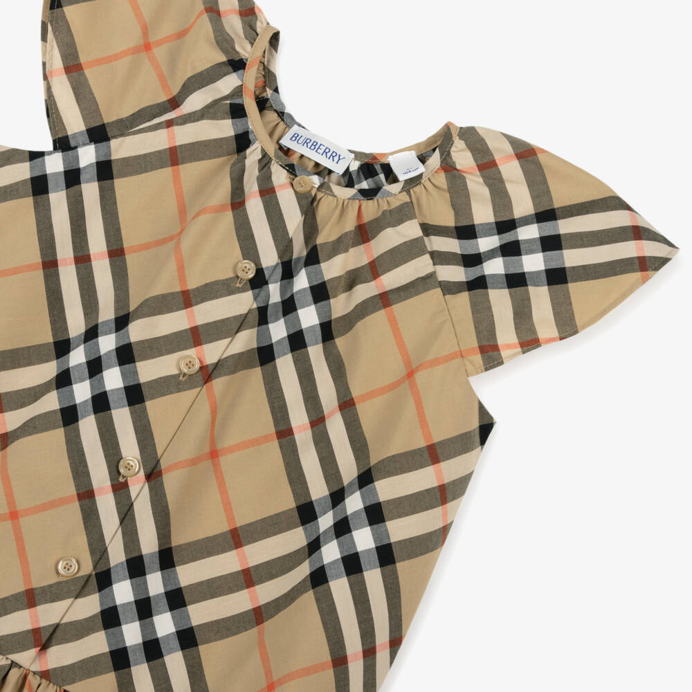 Burberry-Girls Sand Check Cotton Frock | Childrensalon Outlet