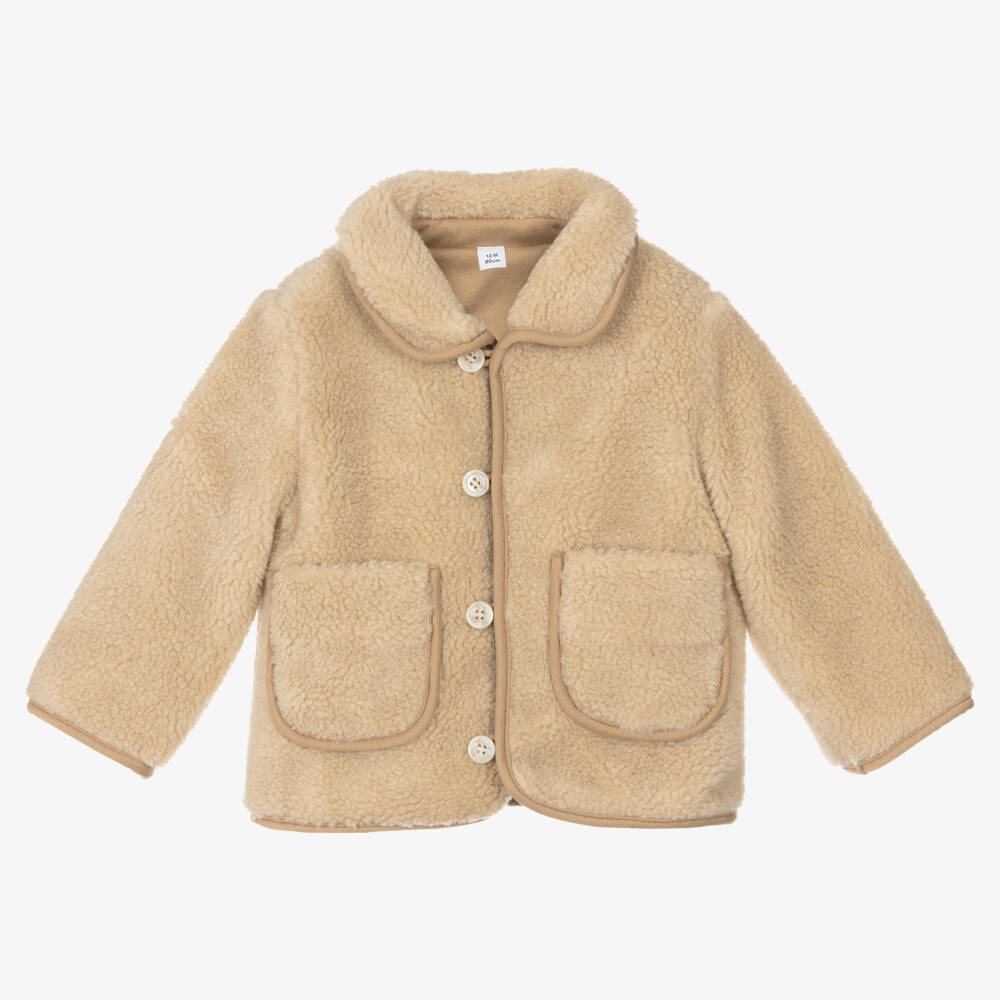 Burberry-Girls Sandy-Hue Cozy Sherpa Coat | Childrensalon Outlet