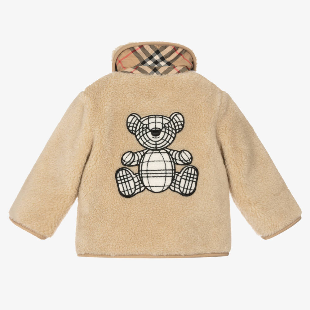 Burberry-Girls Sandy-Hue Cozy Sherpa Coat | Childrensalon Outlet