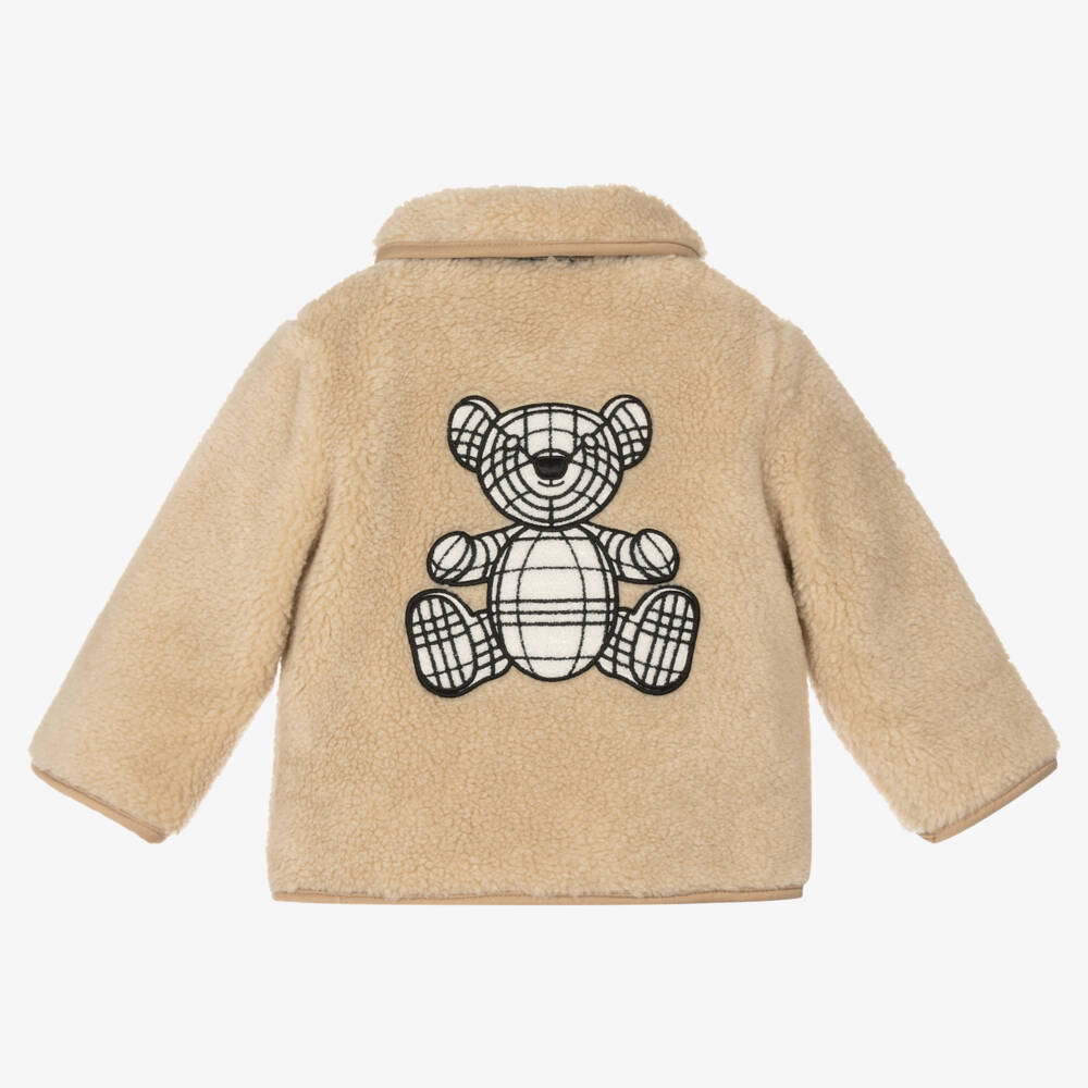 Burberry-Girls Sandy-Hue Cozy Sherpa Coat | Childrensalon Outlet