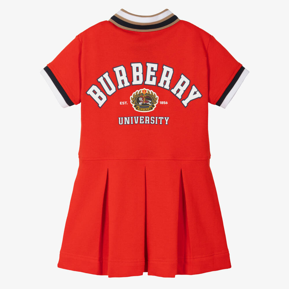 Burberry-Girls Scarlet Cotton Polo Dress | Childrensalon Outlet