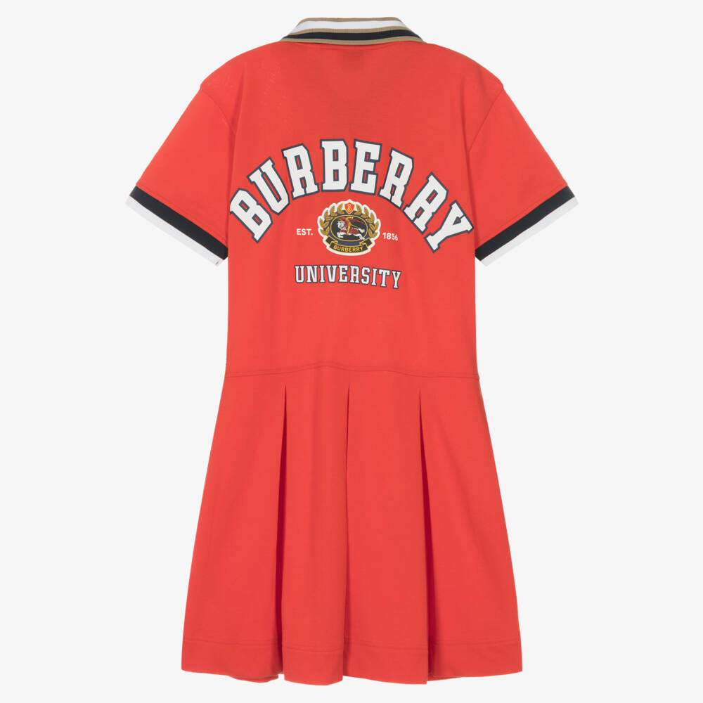 Burberry-Платье из хлопка алого цвета для девочек | Childrensalon Outlet