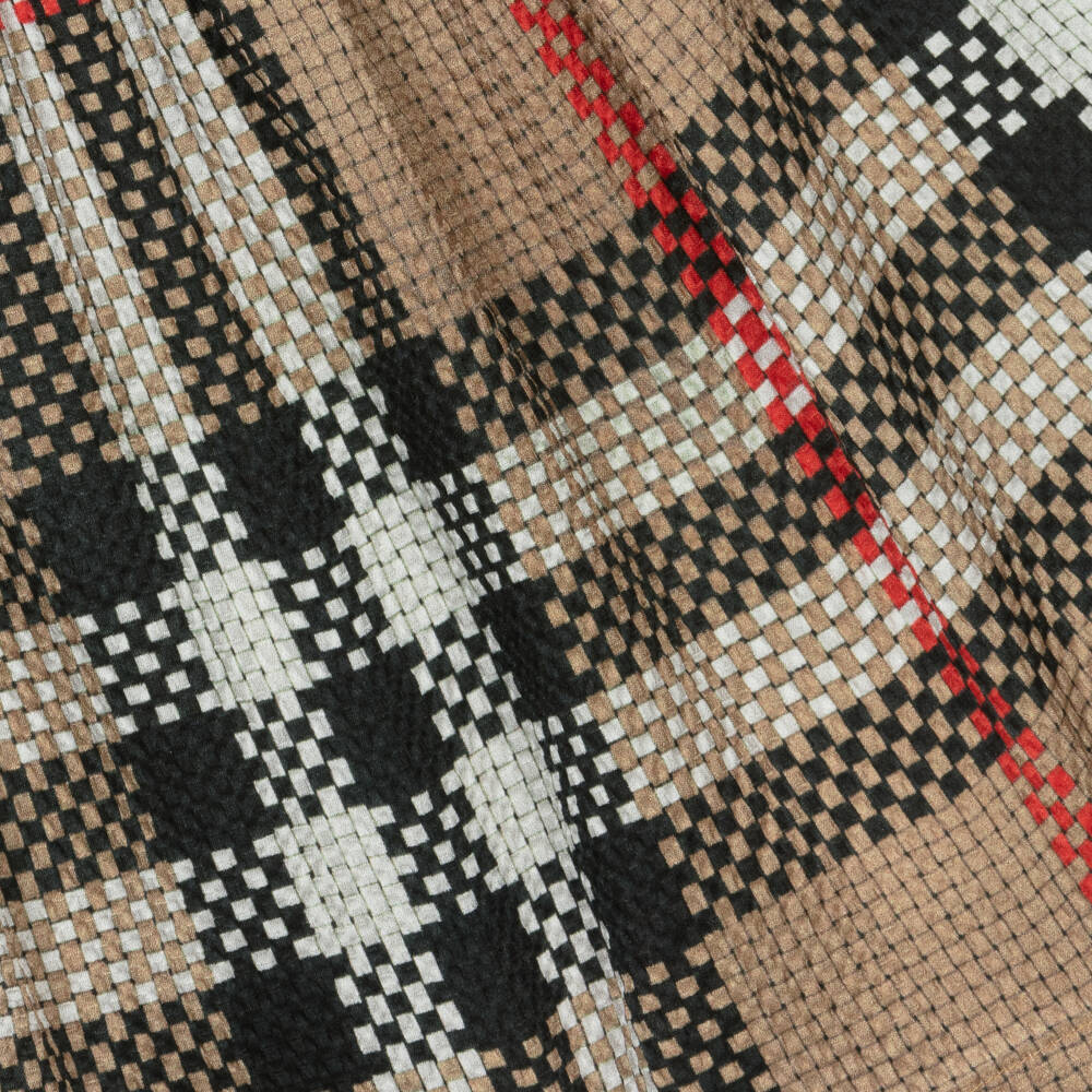 Burberry-Girls Silk Checked Beige Dress | Childrensalon Outlet