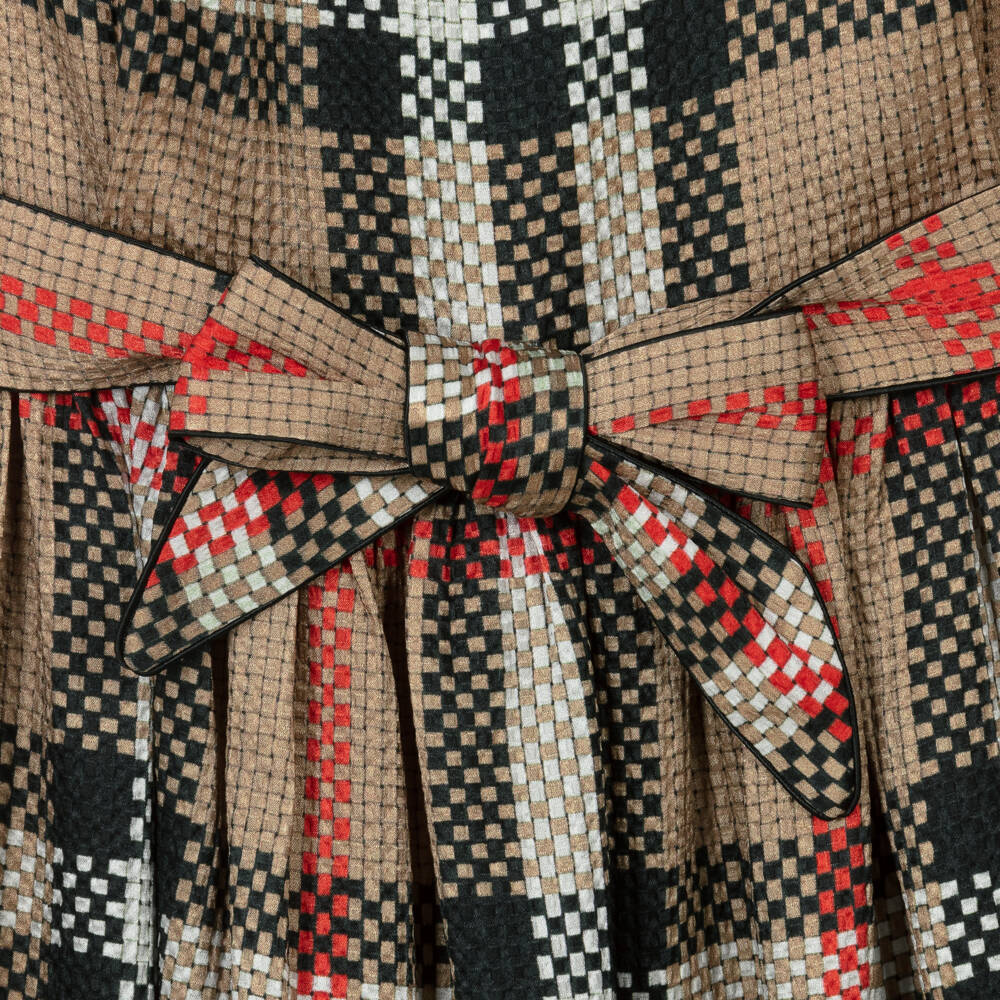 Burberry-Шелковое клетчатое бежевое платье для девочек | Childrensalon Outlet