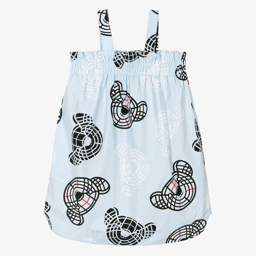 Burberry-Girls Sky Poplin Bear Dress | Childrensalon Outlet