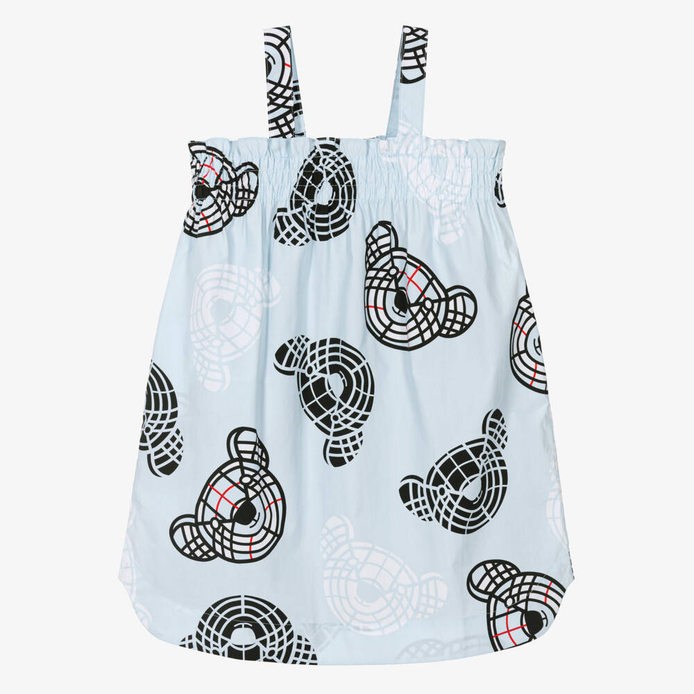 Burberry-Girls Sky Poplin Bear Dress | Childrensalon Outlet