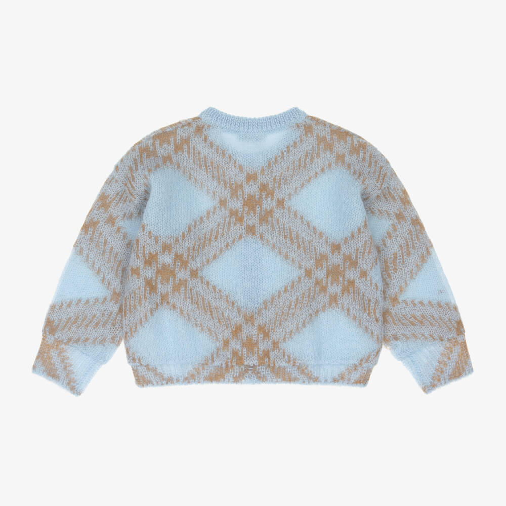 Burberry-Голубой кардиган из мохера и шерсти для девочек | Childrensalon Outlet