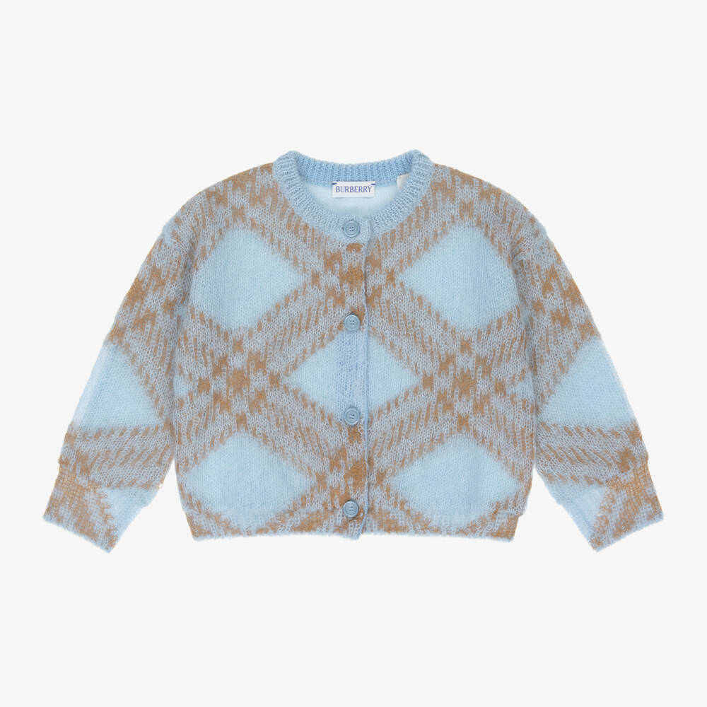 Burberry-Girls Slate Mohair Knit Cardigan | Childrensalon Outlet