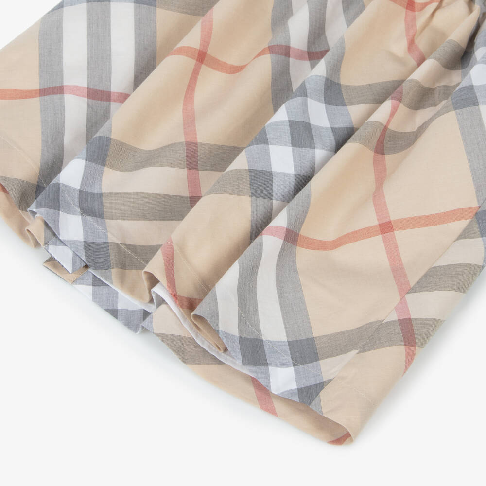 Burberry-Girls Soft Beige Check Dress | Childrensalon Outlet