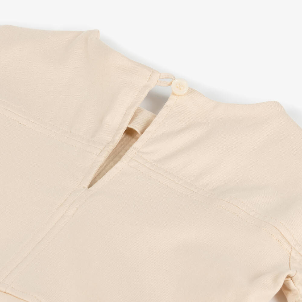 Burberry-Girls Soft Beige Cotton Dress | Childrensalon Outlet