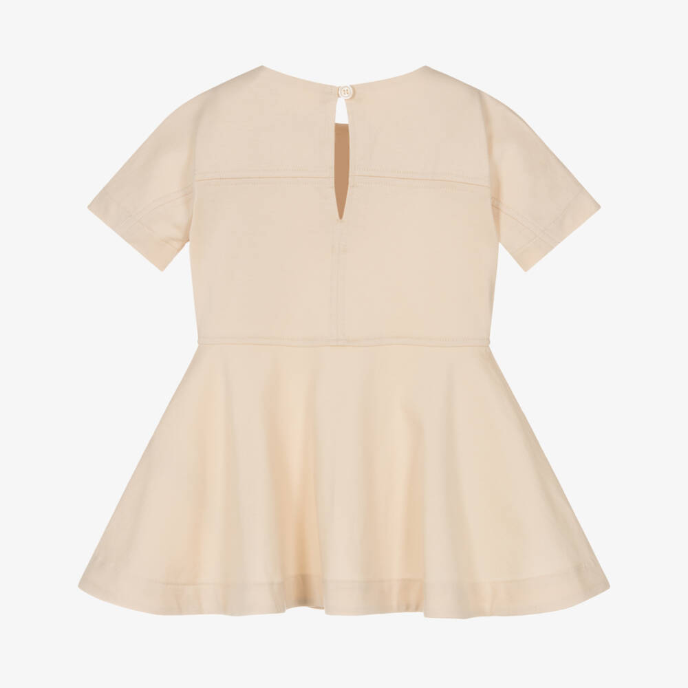 Burberry-Girls Soft Beige Cotton Dress | Childrensalon Outlet
