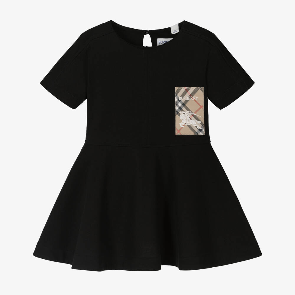 Burberry-Girls Soft Black Cotton Frock | Childrensalon Outlet