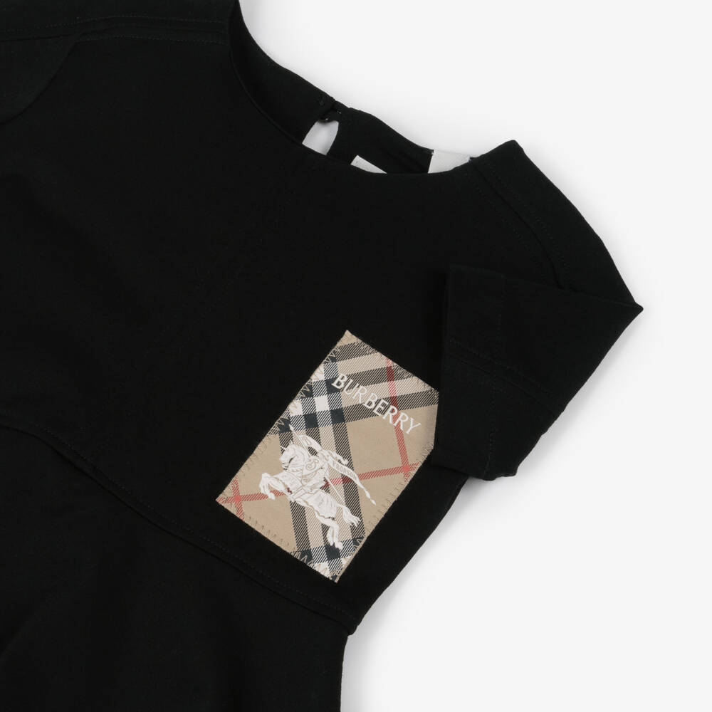 Burberry-Girls Soft Black Cotton Frock | Childrensalon Outlet
