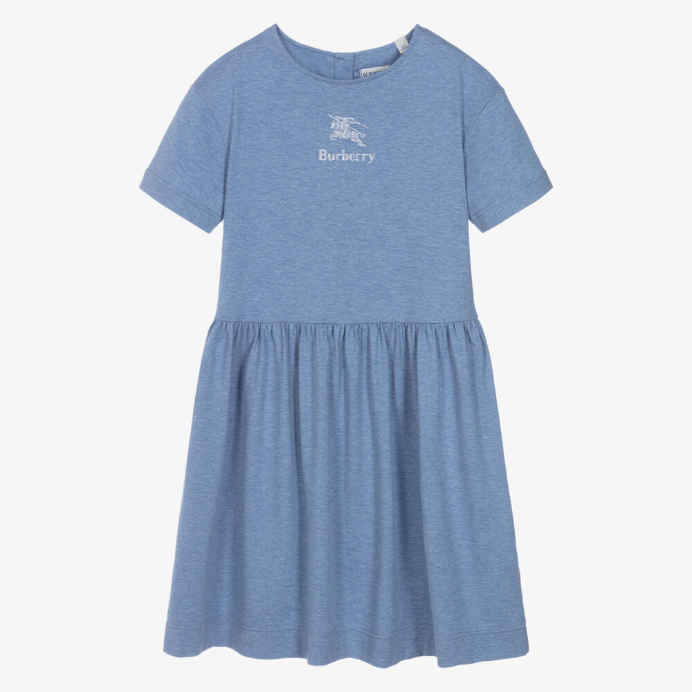 Burberry-Платье из мягкого голубого трикотажа для девочек | Childrensalon Outlet