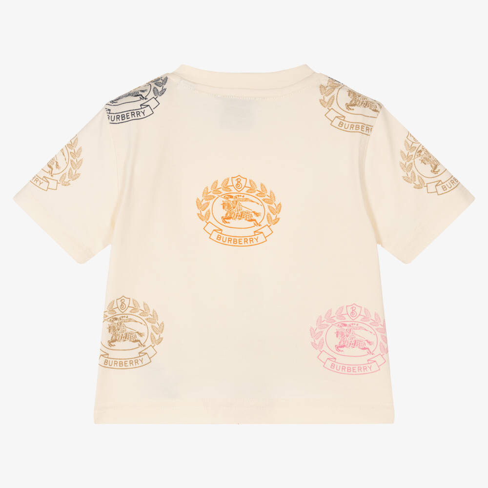 Burberry-Мягкая кремовая футболка с логотипом для девочек | Childrensalon Outlet