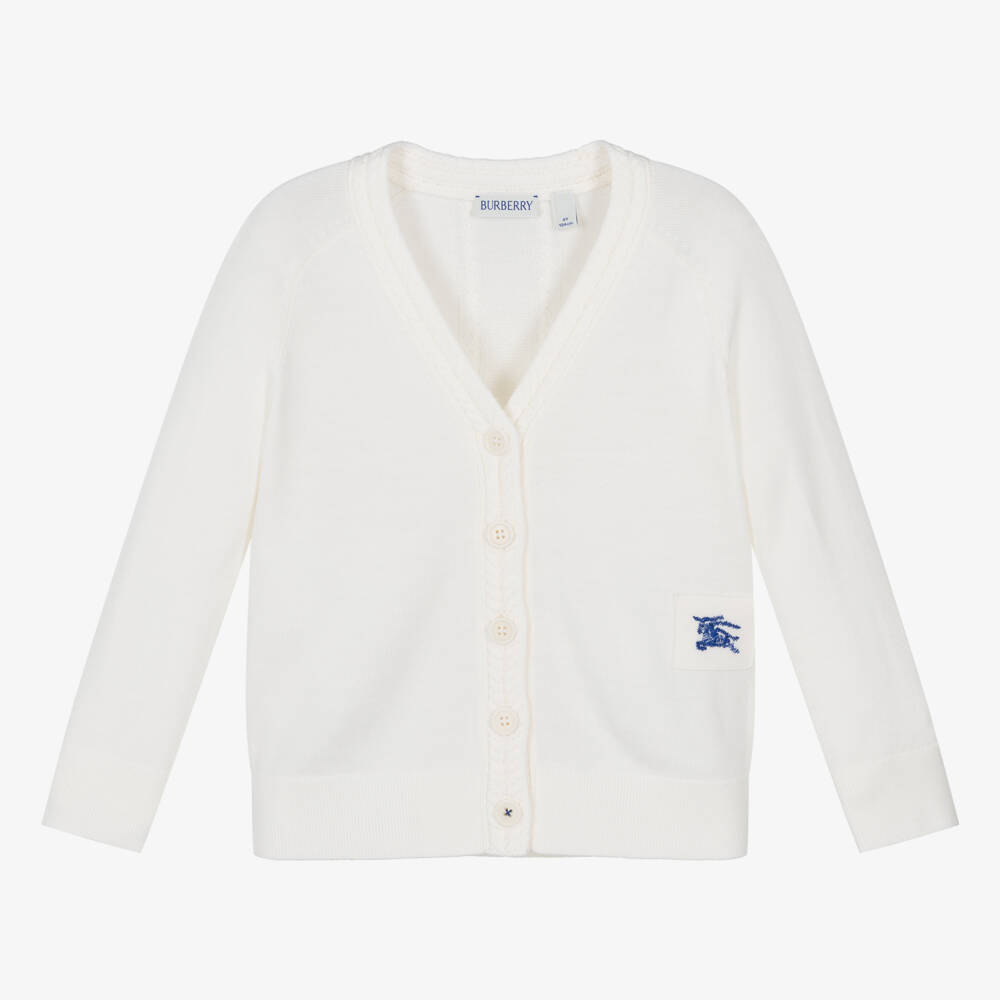Burberry-Girls Soft Knit Ivory Cardigan | Childrensalon Outlet
