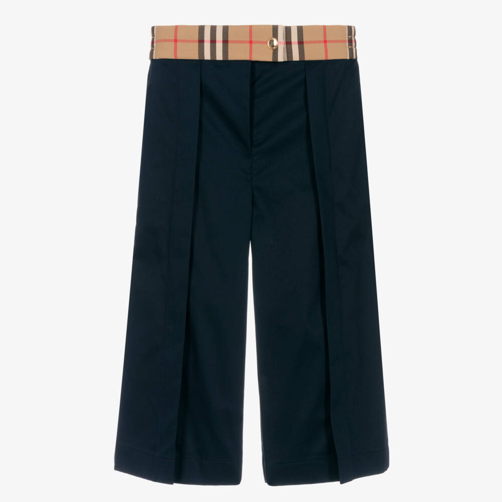 Burberry-بنطلون واسع ناعم كحلي للبنات | Childrensalon Outlet