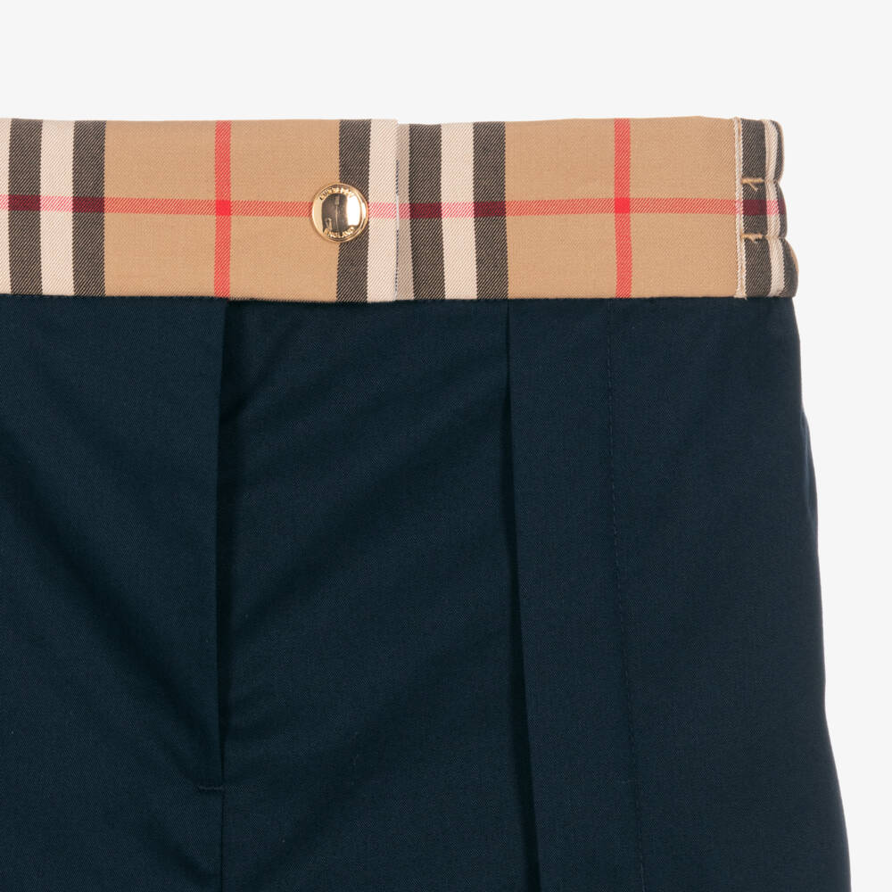 Burberry-Girls Soft Navy Wide-Leg Pants | Childrensalon Outlet