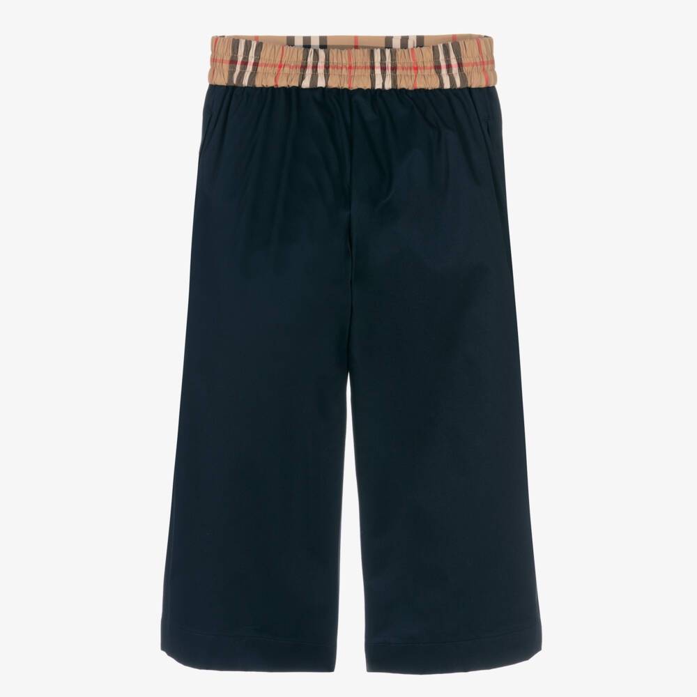 Burberry-Girls Soft Navy Wide-Leg Pants | Childrensalon Outlet