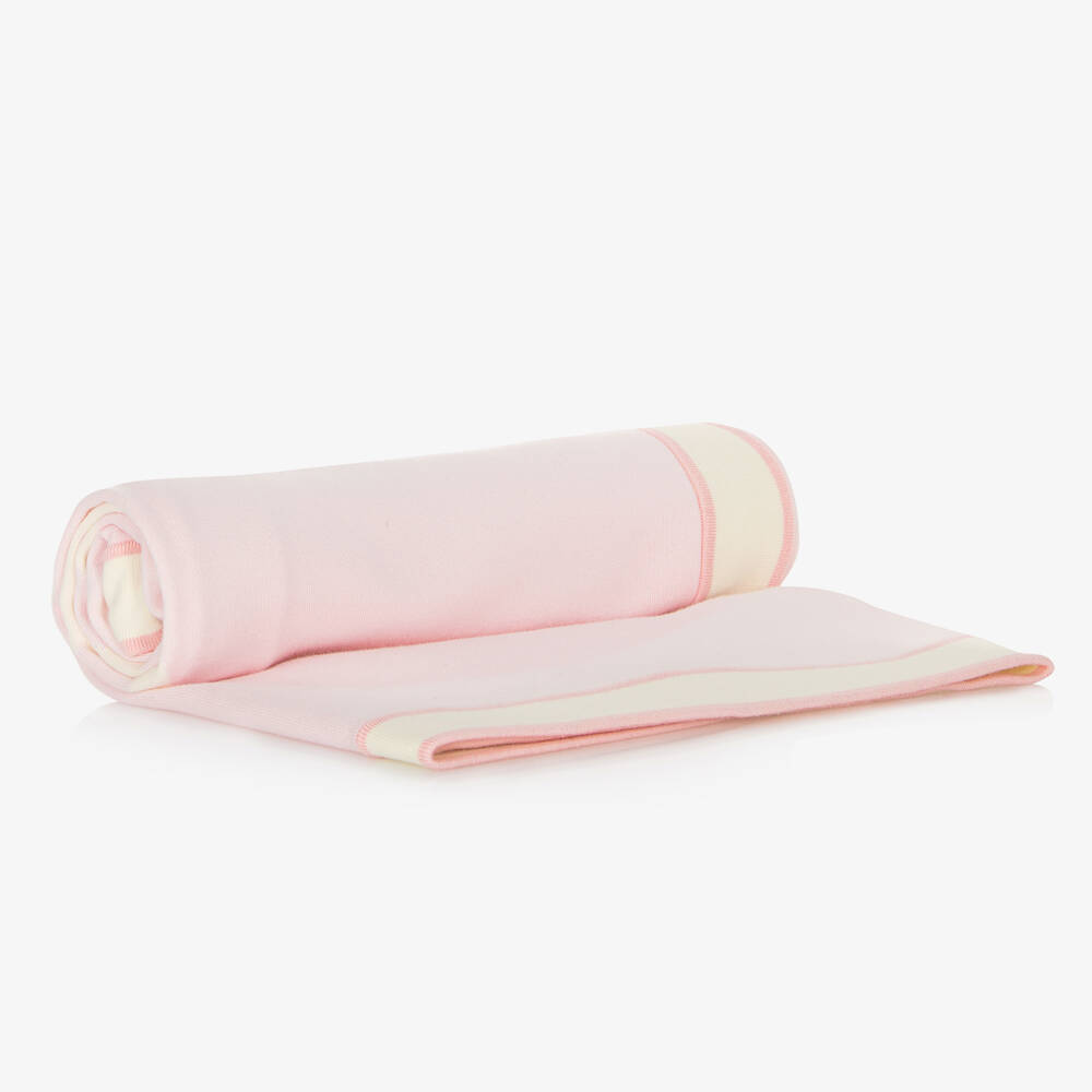 Burberry-Girls Soft Pink Bear Knit Blanket | Childrensalon Outlet