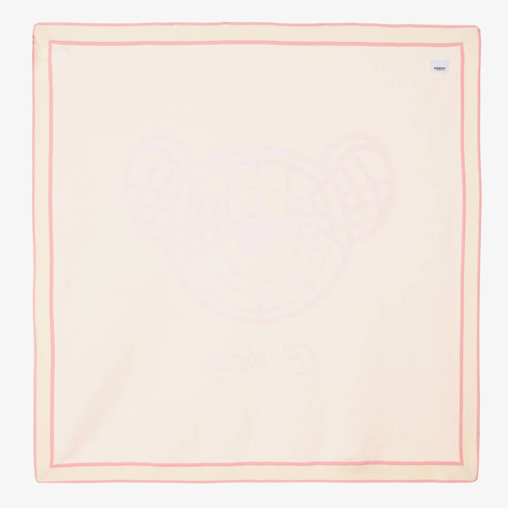 Burberry-Girls Soft Pink Bear Knit Blanket | Childrensalon Outlet