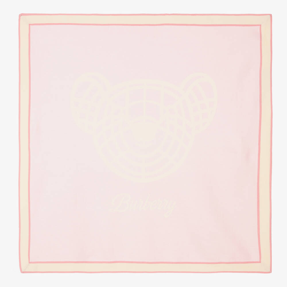 Burberry-Girls Soft Pink Bear Knit Blanket | Childrensalon Outlet