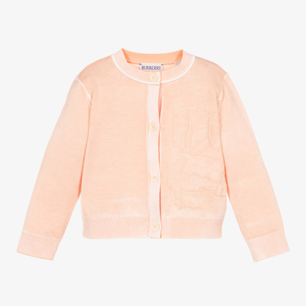 Burberry-Girls Soft Pink Knit Cardigan | Childrensalon Outlet