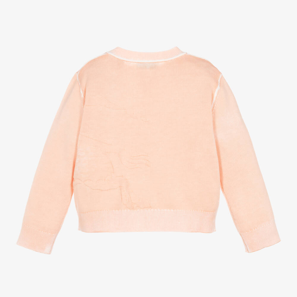 Burberry-Girls Soft Pink Knit Cardigan | Childrensalon Outlet