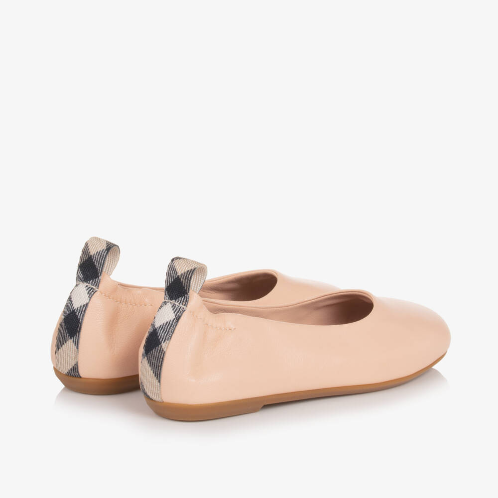 Burberry-Girls Soft Pink Leather Flats | Childrensalon Outlet