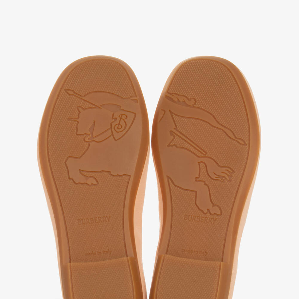 Burberry-Girls Soft Pink Leather Flats | Childrensalon Outlet