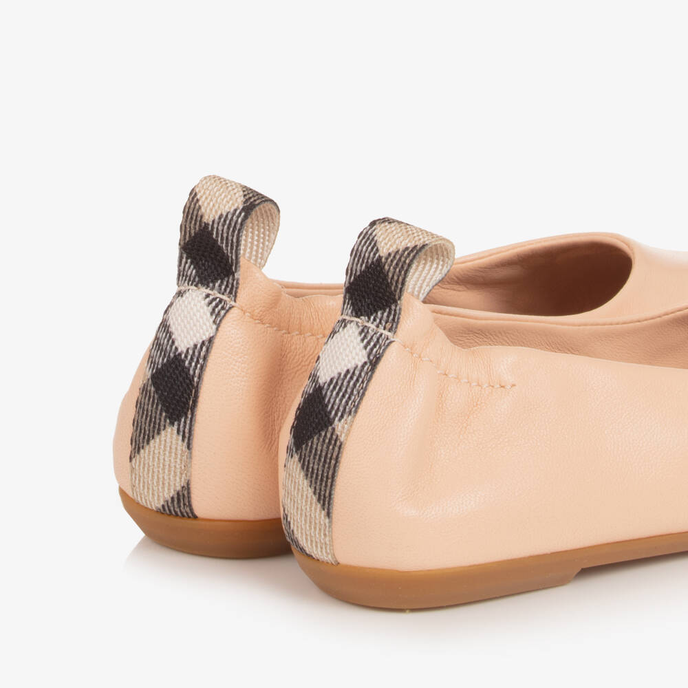 Burberry-Girls Soft Pink Leather Flats | Childrensalon Outlet