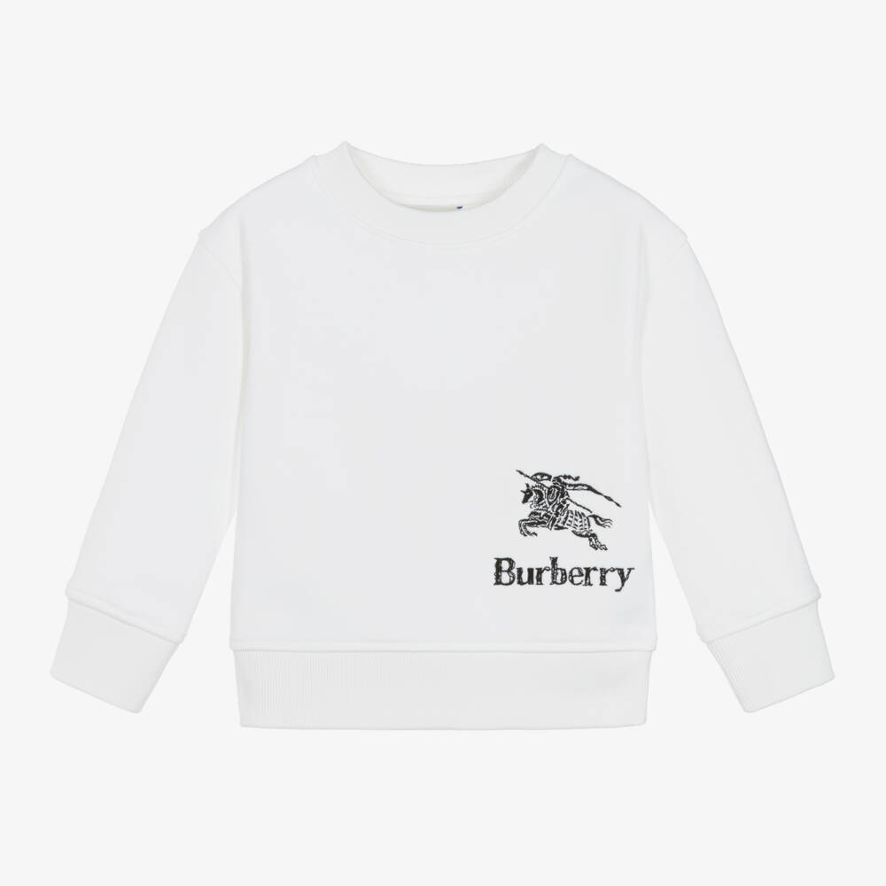 Burberry-Girls Soft White Cotton Top | Childrensalon Outlet