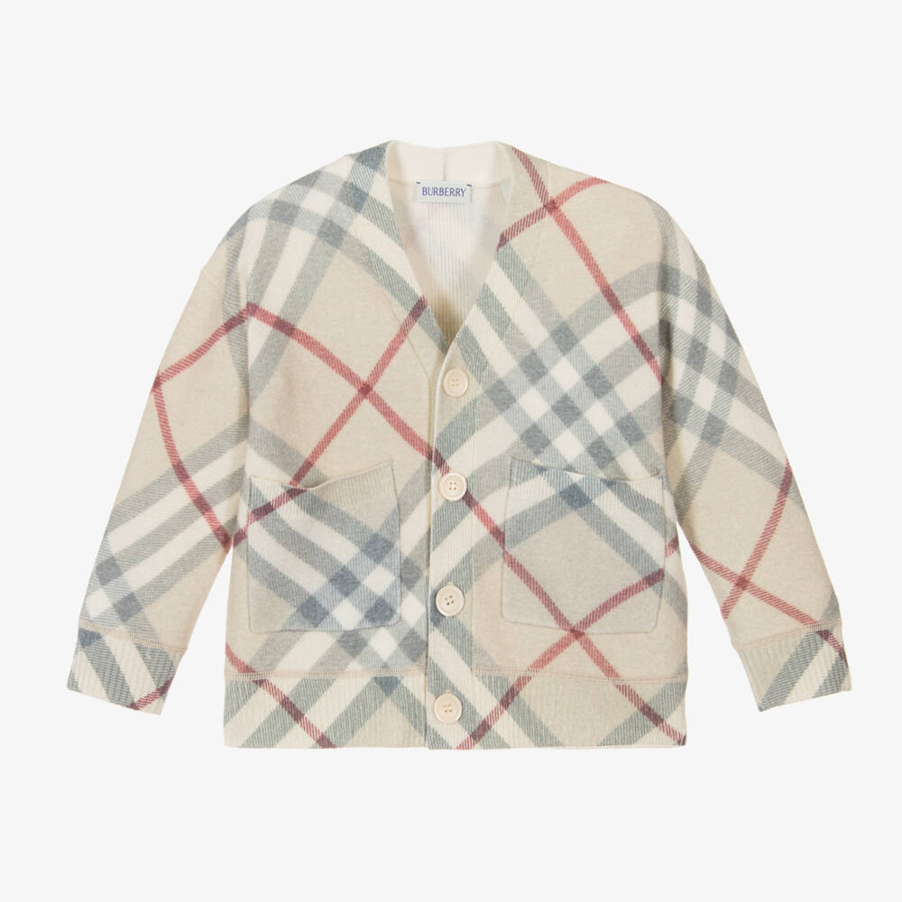 Burberry-Girls Stone Check Wool Cardigan | Childrensalon Outlet